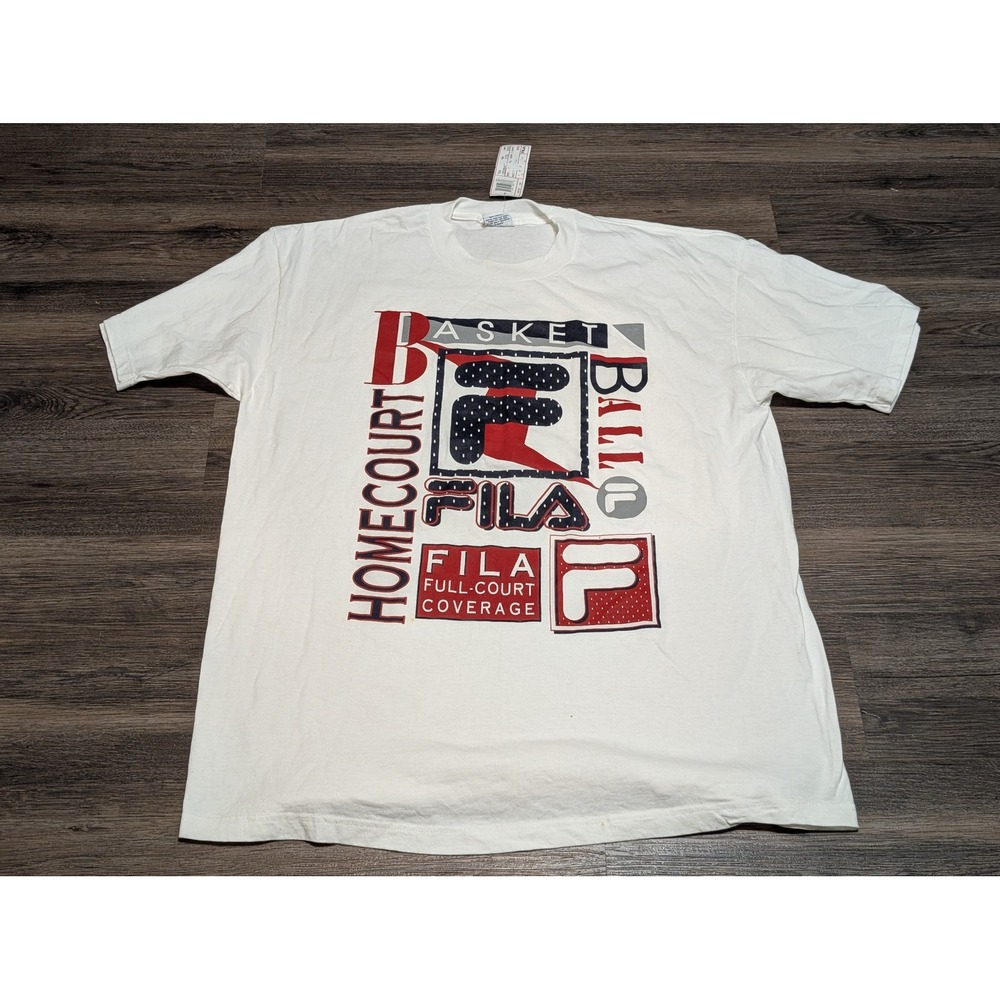 Vintage FILA‎ Basketball Homecourt Full Court Coverage T Shirt XL MADE IN USA